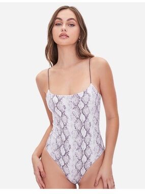 FOREVER 21 | Snake Print Spaghetti Strap Bodysuit Black White NEW Women’s Size L